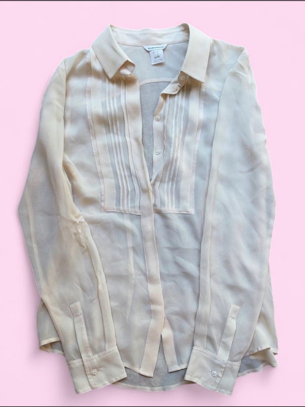Club Monaco Cream Pintuck Front Dress Shirt